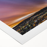 Art deco poster of a New Mexico scenery in pastel hues on rolled canvas, suitable for dining room decor.