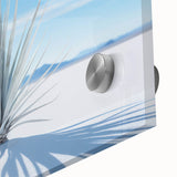 Mid-century modernist large abstract art print of New Mexico White Sands, in muted earth tones on acrylic glass.