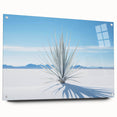 Acrylic print of the White Sands in New Mexico featuring soft blue and white tones, ideal for dining room art.