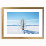 Extra large abstract art print of New Mexico's White Sands in textured style, featuring muted earth tones on a framed canvas.