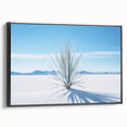 Black and white framed canvas of White Sands, New Mexico, ideal for bedroom wall decor.