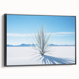 Black and white framed canvas of White Sands, New Mexico, ideal for bedroom wall decor.