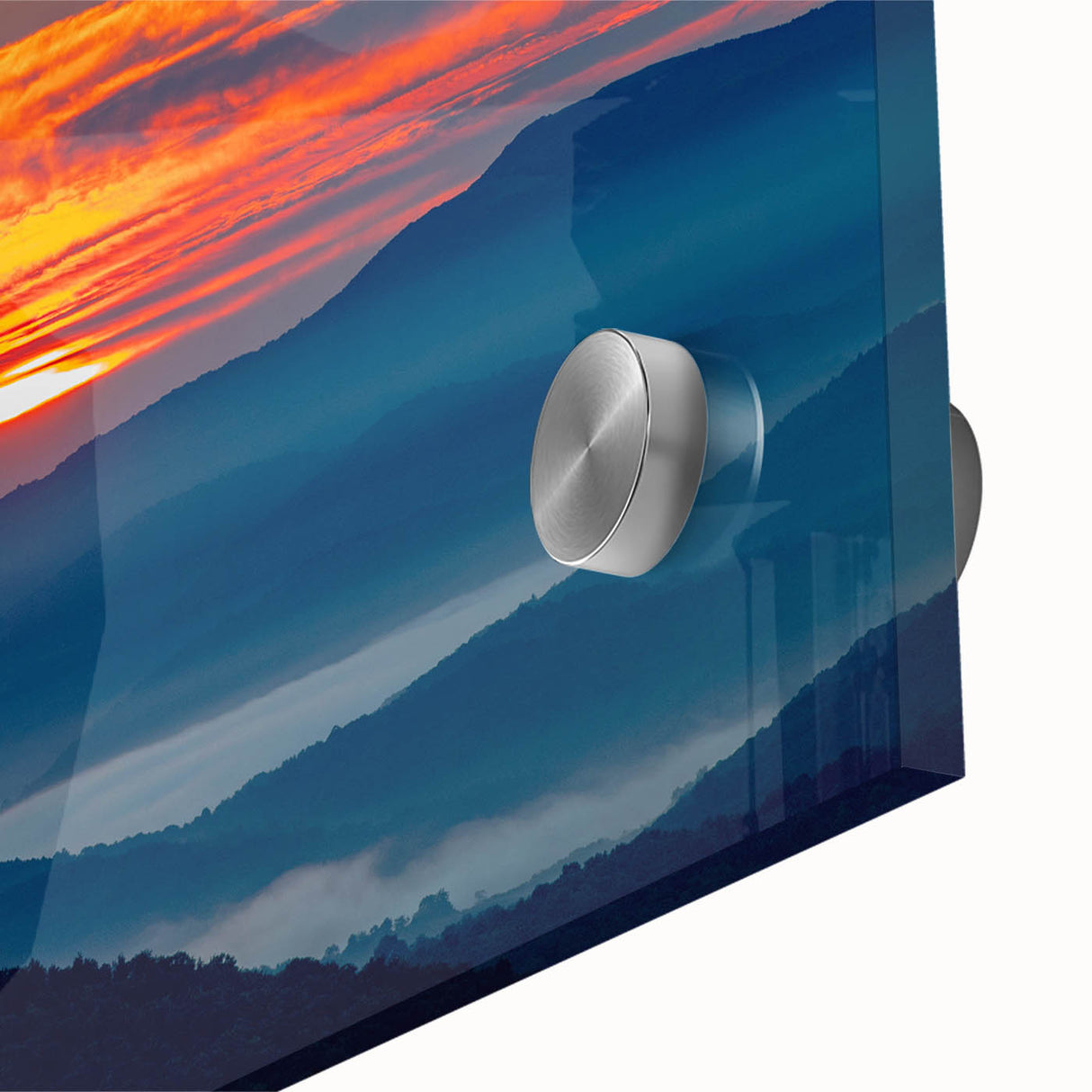Large abstract wall art depicting Blue Ridge, North Carolina, in muted earth tones on acrylic glass.