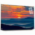 Acrylic print of the Blue Ridge scenery in muted green and blue tones, suitable for bedroom or dining room decor.