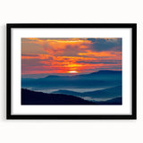 Abstract art print depicting the Blue Ridge scenery in vibrant colors on a textured, extra large canvas.