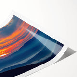 Extra large wall art featuring line art flowers over a Blue Ridge, North Carolina scenery in soft blue and green tones.