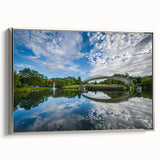 Framed canvas of a colorful Charlotte, North Carolina skyline landscape, ideal for office wall decor.