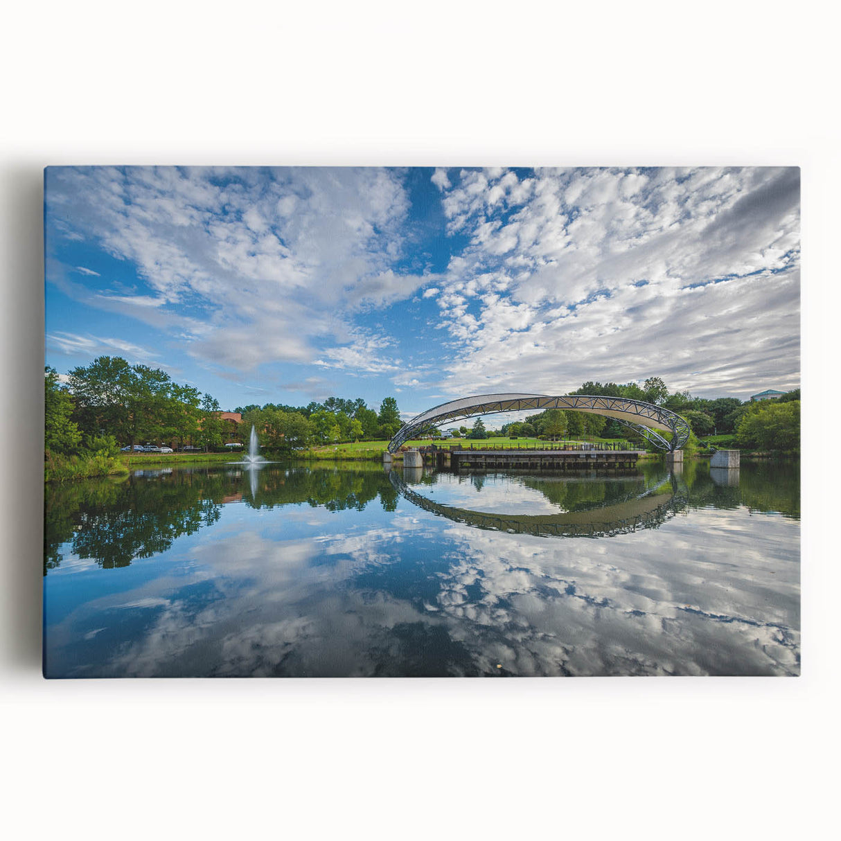 Black and white stretched canvas of Charlotte, North Carolina skyline, ideal for kitchen wall art.