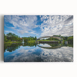 Black and white stretched canvas of Charlotte, North Carolina skyline, ideal for kitchen wall art.