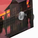 Large abstract wall art depicting the Outer Banks in muted earth tones on acrylic glass, suitable for dining room decor.