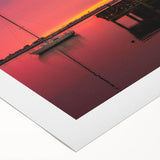 Art deco poster of North Carolina Outer Banks scenery in muted blue and beige, rolled canvas, ideal for dining room wall art.