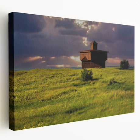 North Dakota landscape on large stretched canvas, featuring muted earth tones, ideal for kitchen wall art.