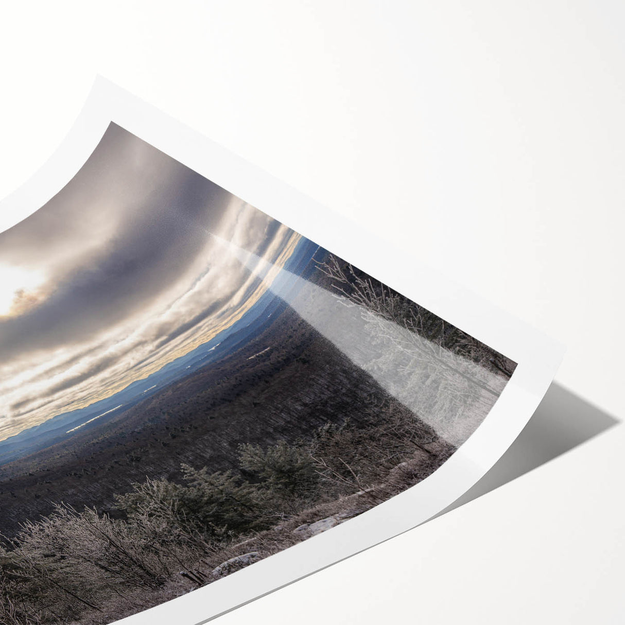 Extra large rolled print of Adirondack scenery in pastel shades, ideal for classy bathroom wall art.