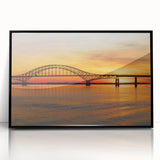 Large abstract wall art depicting Long Island scenery in muted colors, framed in black acrylic.