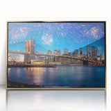 Acrylic print of the Brooklyn Bridge in muted gold and gray tones, ideal for modern art wall decor.