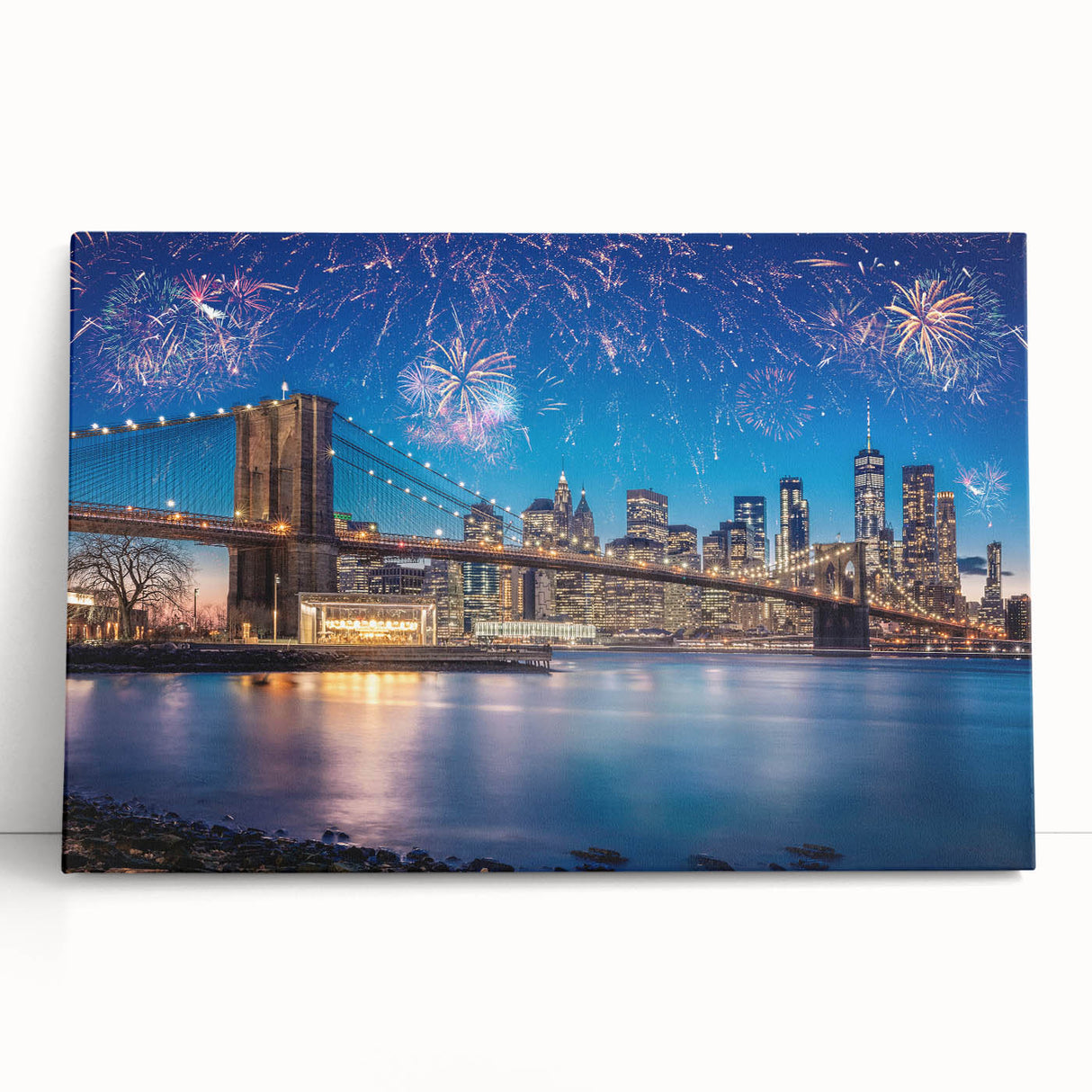 Black and white photograph of the Brooklyn Bridge on stretched canvas, ideal for kitchen wall art or bedroom ambiance.
