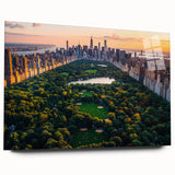 Acrylic print of Central Park with vibrant green and blue tones, ideal for bedroom or dining room art.