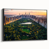Black and white framed canvas of Central Park landscape, ideal for bedroom wall art.