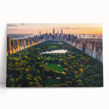 Black and white photograph of Central Park on stretched canvas, ideal for kitchen wall art or bedroom ambiance.