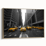Framed canvas featuring a monochrome vintage poster art of the Manhattan skyline, ideal for bedroom wall art.