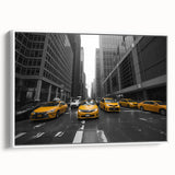 Vintage poster art of Manhattan skyline in colorful hues on extra large framed canvas, ideal for living room decor.