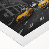 Art deco poster of Manhattan skyline in muted monochrome, on rolled canvas, suitable for dining room wall.