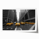 Extra large rolled print of a minimalist Manhattan skyline in muted gray tones, ideal for art wall dining room.