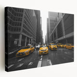 Manhattan skyline in muted gray tones on a large stretched canvas, suitable for kitchen wall art.