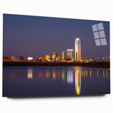 Large abstract wall art of Oklahoma scenery on acrylic glass, featuring earthy green and brown tones.