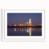 Abstract art print depicting a vibrant Oklahoma scenery on a white framed poster, ideal for dining room decor.