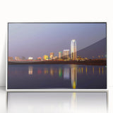 Art deco poster featuring Oklahoma scenery in muted earth tones on white framed acrylic, suitable for nursery wall art.