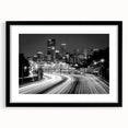 Extra large framed wall art featuring a colorful abstract depiction of the Pittsburgh skyline, ideal for living room decor.