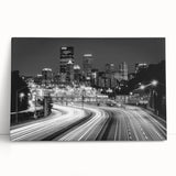 Black and white image of Pittsburgh skyline on large stretched canvas, ideal for kitchen wall art or bedroom ambiance.