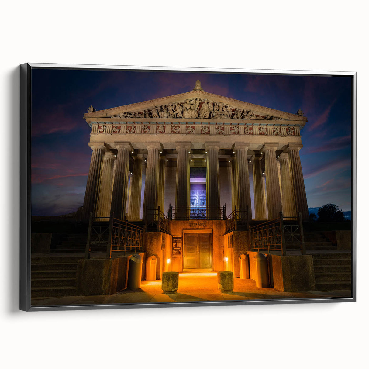 Black and white framed canvas of Nashville landscape, perfect for bedroom wall art in vintage poster style.