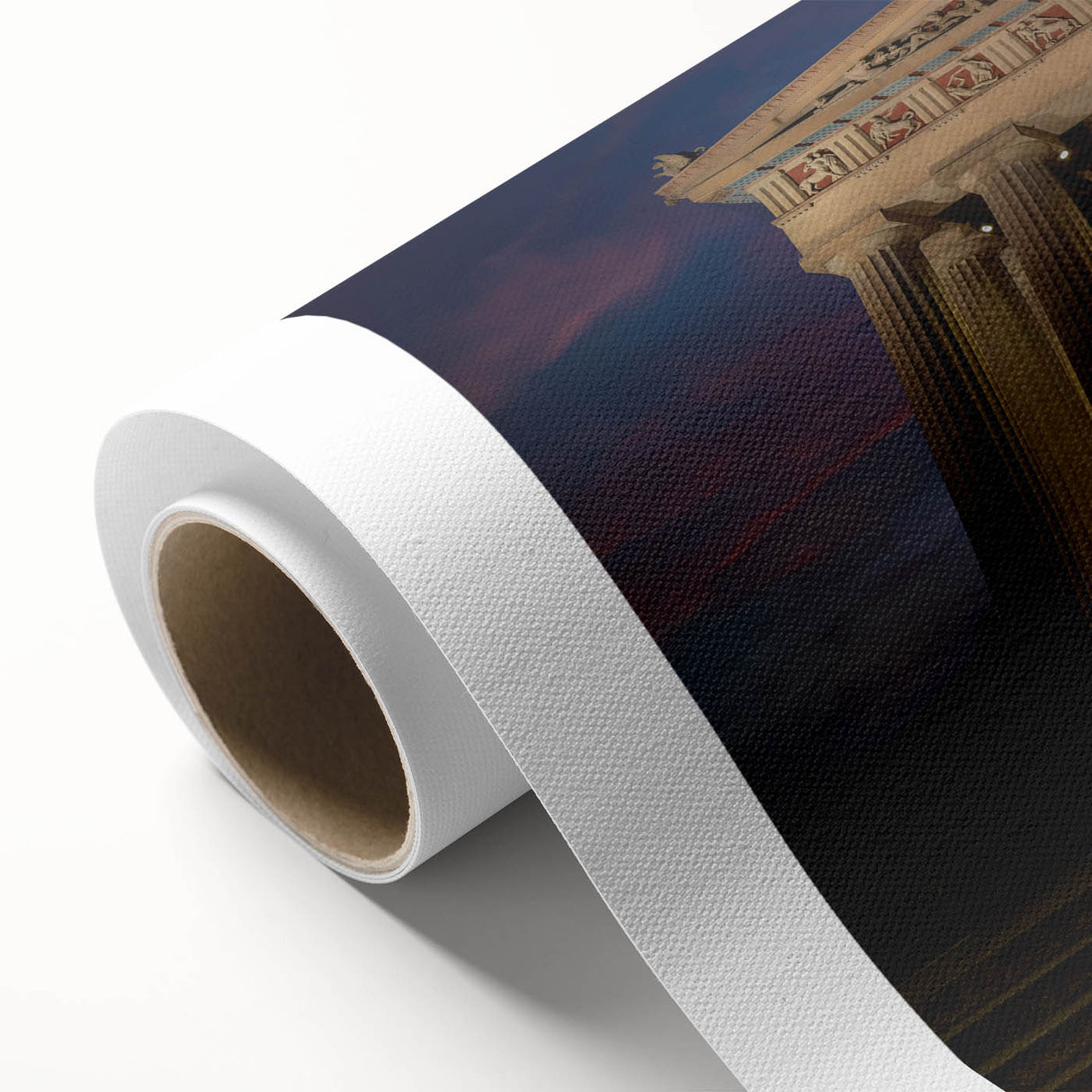 Art Deco style Nashville skyline in pastel hues on rolled canvas, ideal for nursery wall art.