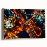 Framed canvas of Dallas skyline in muted gold and black tones, ideal for bedroom wall art.