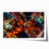 Dallas skyline in muted gray and blue tones on a rolled canvas, suitable for dining room wall art.