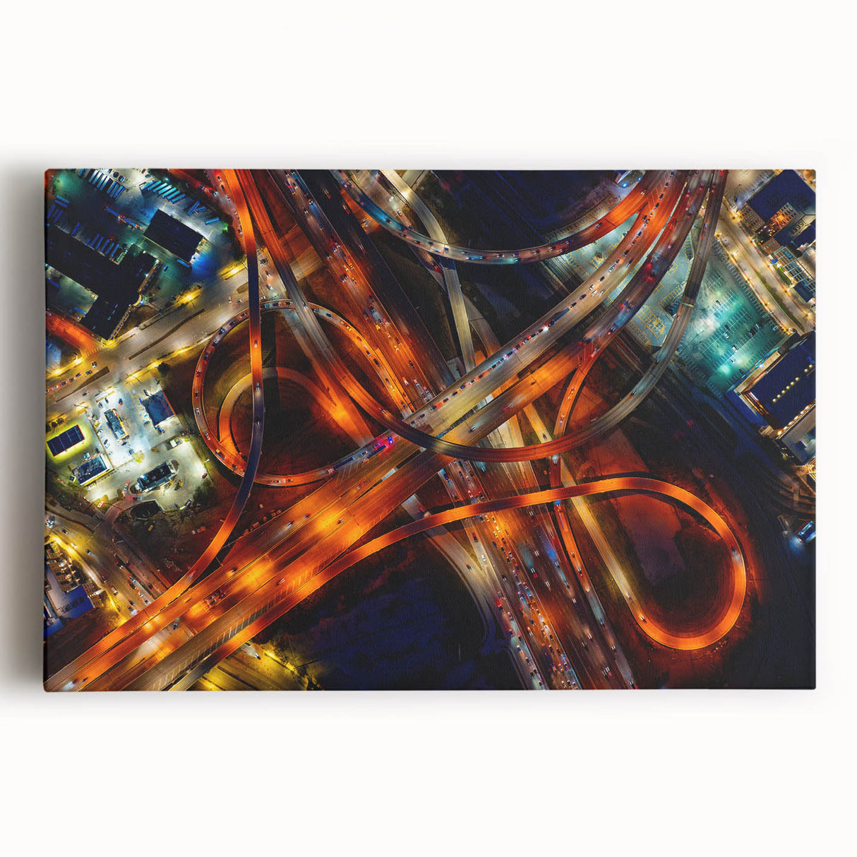 Black and white stretched canvas of Dallas skyline, ideal for kitchen wall art.