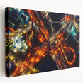 Dallas skyline in muted gray and blue tones on large stretched canvas, suitable for kitchen wall art.