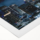 Art deco poster of Houston skyline in muted gray tones on rolled canvas, suitable for dining room wall.