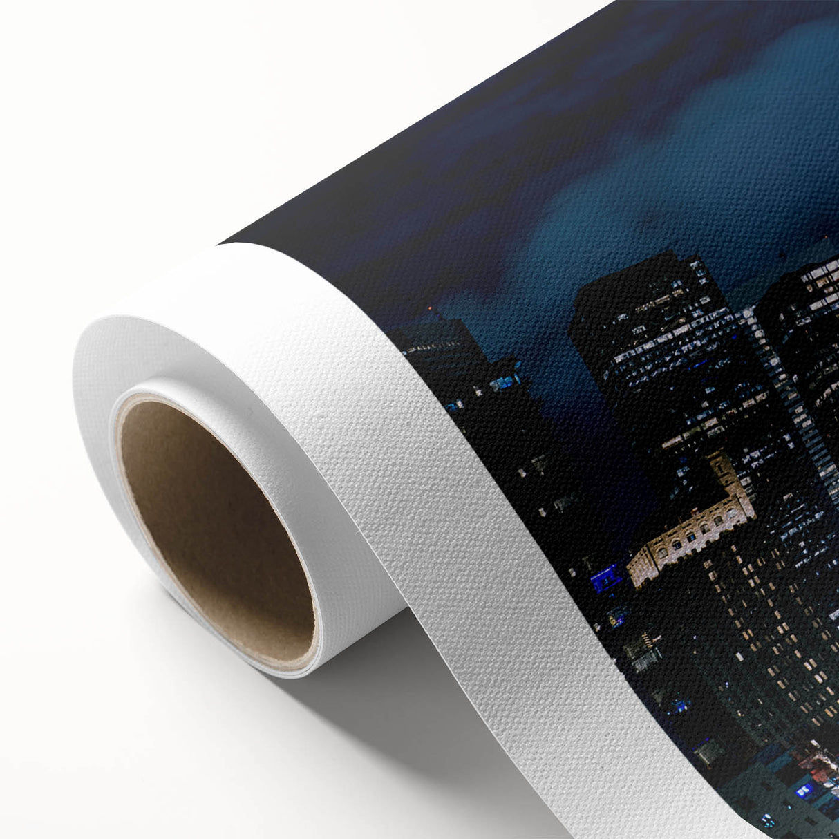 Art deco poster of Houston skyline in pastel shades on rolled canvas, ideal for nursery wall art.