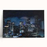 Black and white stretched canvas of Houston skyline, ideal for kitchen wall art or bedroom ambiance.