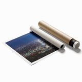 Extra large wall art depicting Salt Lake City with muted earth tones on a rolled canvas, ideal for classy bathroom decor.