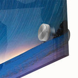 Large abstract wall art featuring a Vermont landscape in muted greens and blues on acrylic glass.