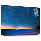 Acrylic print of a serene Vermont landscape in muted green and blue tones, suitable for bedroom or dining room decor.