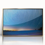Mid-century modernist Vermont landscape in gold frame, acrylic print, ideal for nursery wall art.