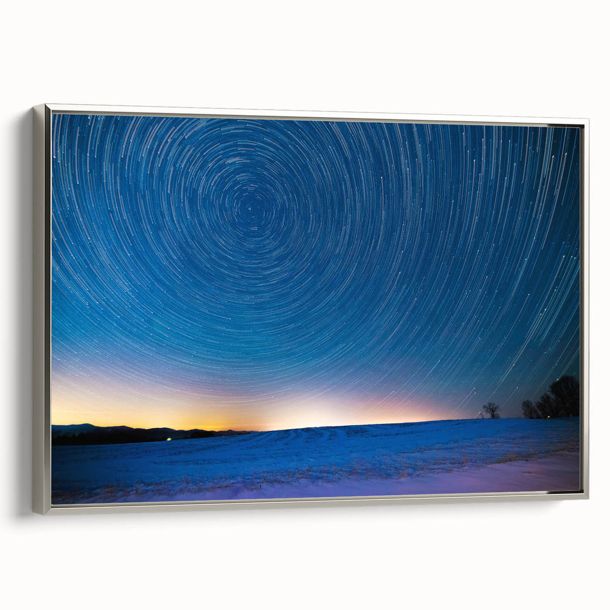 Framed canvas landscape art painting depicting a colorful Vermont scenery in a vintage poster style.