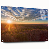 Acrylic print of a large abstract landscape in blue and green tones, suitable for bedroom or dining room decor.