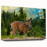 Large abstract wall art of the Olympic scenery in muted earth tones, printed on acrylic glass.