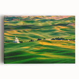Black and white photograph of Palouse hills on stretched canvas, ideal for kitchen wall art.